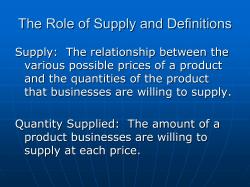 The Role of Supply and Definitions