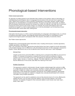 Phonological-based Interventions