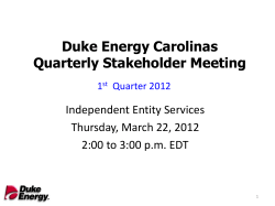 Duke Energy Carolinas Quarterly Stakeholder Meeting
