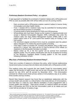 Preliminary Newborn Enrolment Policy