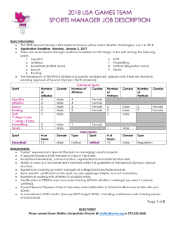 2018 USA Games Sport Manager job description