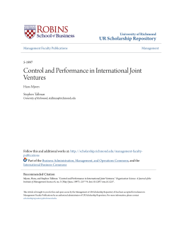 Control and Performance in International Joint