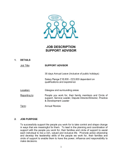 JOB DESCRIPTION SUPPORT ADVISOR 1. DETAILS Job Title