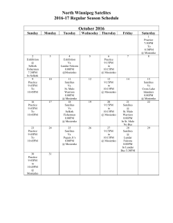 North Winnipeg Satelites 2016-17 Regular Season Schedule