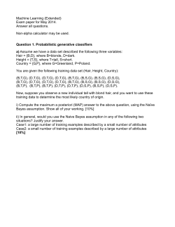 Machine Learning (Extended) Exam paper for May 2014. Answer all
