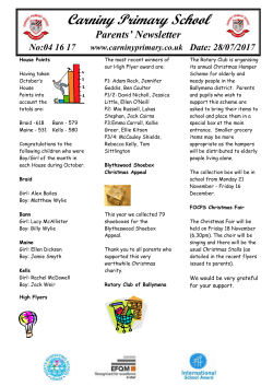 Parents` Newsletter - Carniny Primary School
