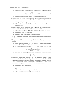 Statistical Physics 2017 &mdash; Problem Set No 2 1 1. (a) Find the