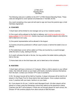 LCYBA 2017 Standing Rules TEE-BALL The following rules are in