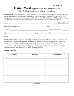 Dance West Application for 2017/2018 School Year