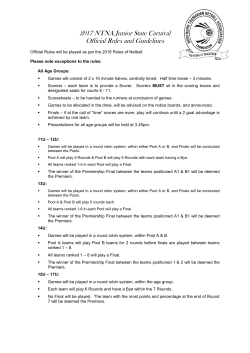 2017 NTNA Junior State Carnival Official Rules and Guidelines