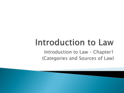 Categories and Sources of Law
