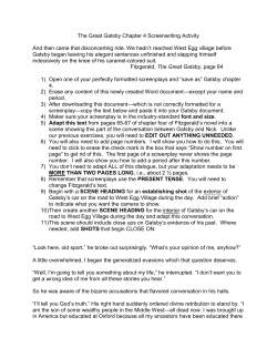 The Great Gatsby Chapter 4 Screenwriting Activity And then came