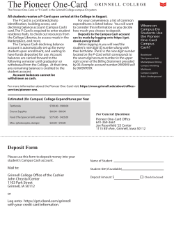 The Pioneer One-Card - Grinnell