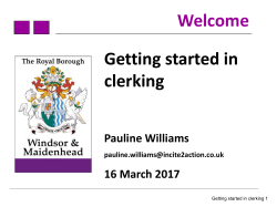 Getting started in clerking training Mar 2017