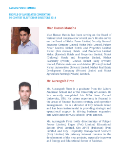 Mr. Aurangzeb Firoz - PakGen Power, Pakistan