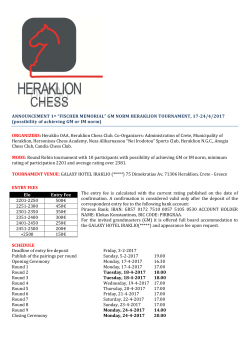 ANNOUNCEMENT 1st &ldquo;FISCHER MEMORIAL&rdquo; GM NORM