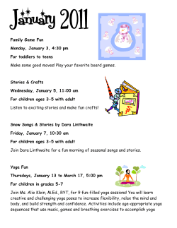 Family Game Fun Monday, January 3, 4:30 pm For toddlers to teens