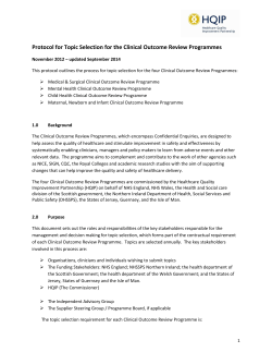 Protocol for Topic Selection for the Clinical Outcome Review