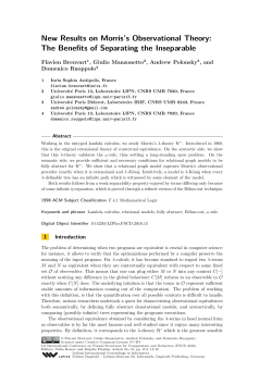 New Results on Morris`s Observational Theory: The