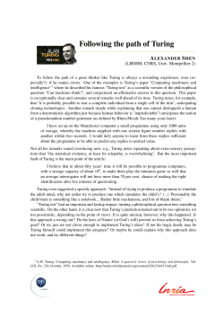 Following the path of Turing