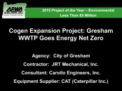 Cogen Expansion Project: Gresham WWTP Goes Energy Net Zero