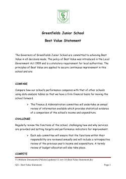 Greenfields Junior School Best Value Statement