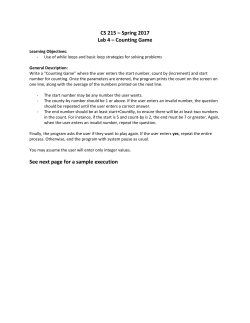CS 215 &ndash; Spring 2017 Lab 4 &ndash; Counting Game See next page for a