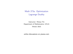 Introduction to Optimization - Lecture: Lagrange Duality