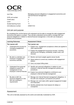 Level 4 - Unit 10 - Managing personal obligations in