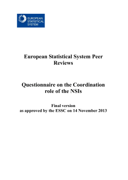 European Statistical System Peer Reviews Questionnaire on the