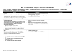QA Guidelines for Project Definition Documents