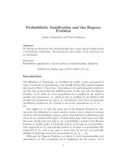Probabilistic Justification and the Regress Problem