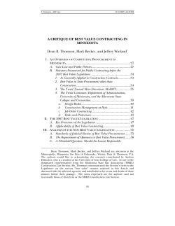 a critique of best value contracting in minnesota