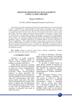 DEFENSE rESOUrCES MANAGEMENT USiNG GAME THEOrY