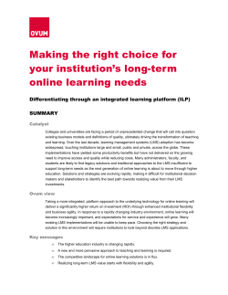 Making the right choice for your institution`s long-term online