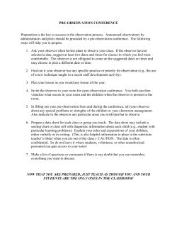 PRE-OBSERVATION CONFERENCE Preparation is the key to