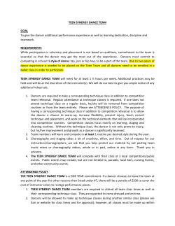 TEEN SYNERGY DANCE TEAM GOAL To give the dancer