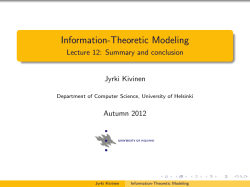 Information-Theoretic Modeling - Lecture 12: Summary and conclusion