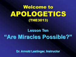 Welcome to APOLOGETICS (THE3013)