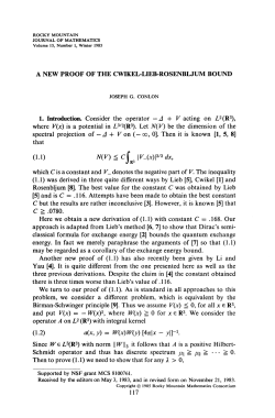A NEW PROOF OF THE CWIKEL-LIEB