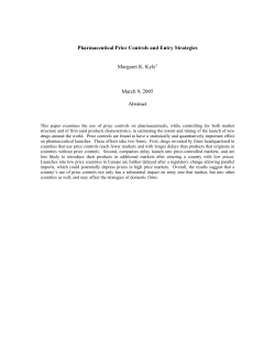 Entry in Pharmaceutical Markets