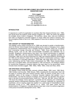 STRATEGIC CHOICE AND EMPLOYMENT RELATIONS IN AN