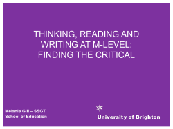 Thinking, reading and writing at M-Level