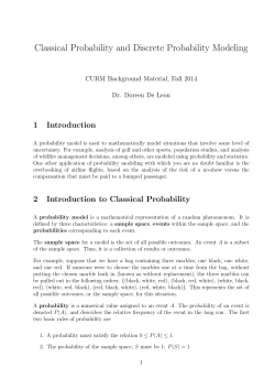 Classical Probability and Discrete Probability Modeling