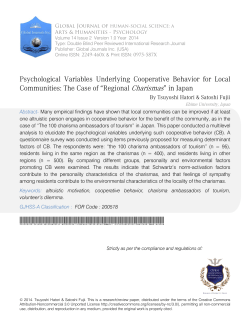 Psychological Variables Underlying Cooperative Behavior for Local