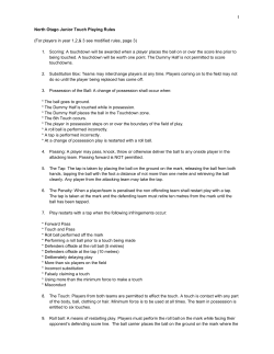 1 North Otago Junior Touch Playing Rules (For players in year 1,2