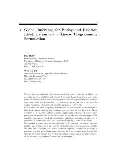 1 Global Inference for Entity and Relation Identification