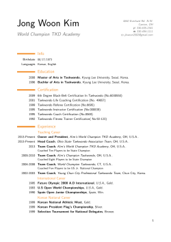 Jong Woon Kim &ndash; World Champion TKD Academy - WCTA
