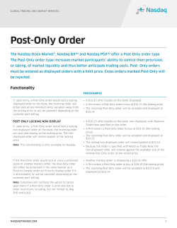 Post-Only Order - NASDAQTrader.com