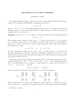 THE IMPLICIT FUNCTION THEOREM The